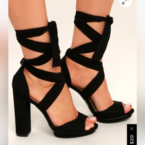 Lulu’s Black Strappy Women's Heels - Picture 1 of 10